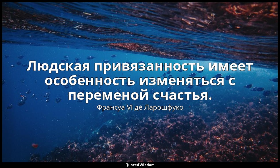 Людская привязанность имеет особенность изменяться с переменой счастья. — Франсуа VI де Ларошфуко