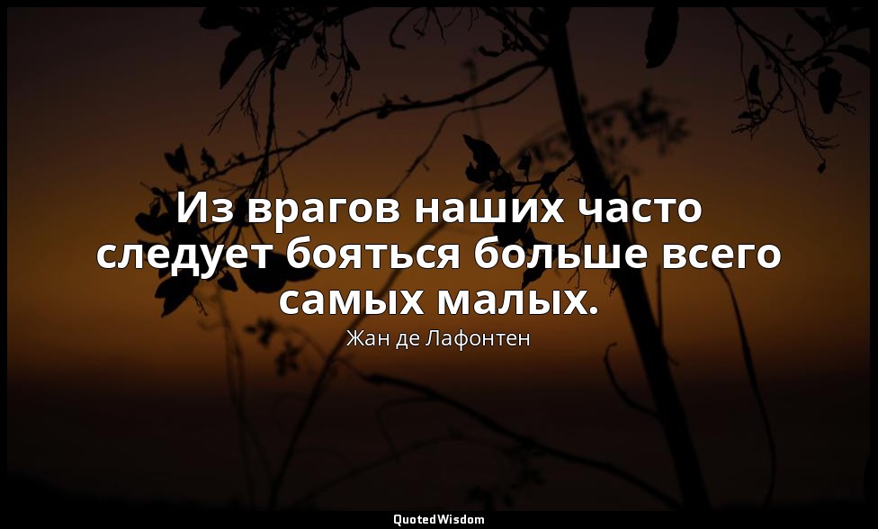 Из врагов наших часто следует бояться больше всего самых малых. — Жан де Лафонтен