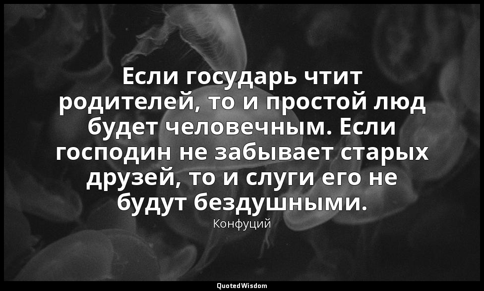 Если государь чтит родителей, то и простой люд будет человечным. Если господин н — Конфуций