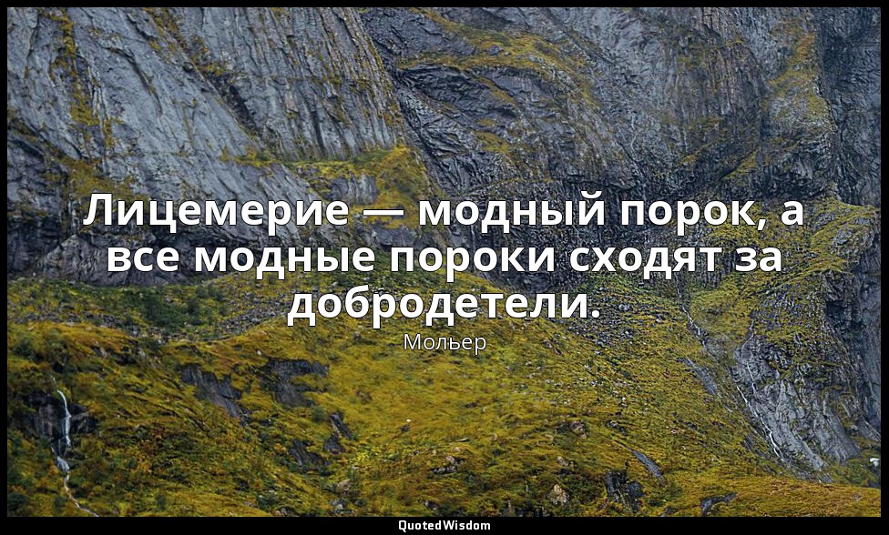Лицемерие — модный порок, а все модные пороки сходят за добродетели. — Мольер
