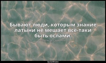 Бывают люди, которым знание латыни не мешает всё-таки быть ослами. — Мигель де Сервантес