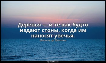 Деревья — и те как будто издают стоны, когда им наносят увечья. — Мишель де Монтень