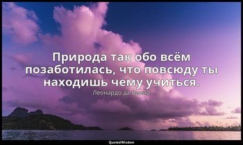 Природа так обо всём позаботилась, что повсюду ты находишь чему учиться. — Леонардо да Винчи