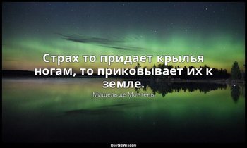 Страх то придает крылья ногам, то приковывает их к земле. — Мишель де Монтень