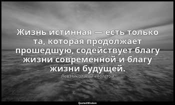 Жизнь истинная — есть только та, которая продолжает прошедшую, содействует благу — Лев Николаевич Толстой