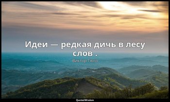Идеи — редкая дичь в лесу слов . — Виктор Гюго