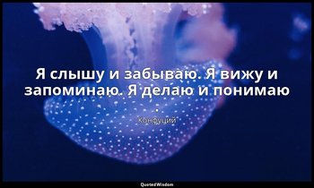 Я слышу и забываю. Я вижу и запоминаю. Я делаю и понимаю . — Конфуций