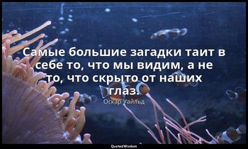 Самые большие загадки таит в себе то, что мы видим, а не то, что скрыто от наших — Оскар Уайльд