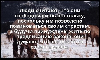 Люди считают, что они свободны лишь постольку, поскольку им позволено повиновать — Бенедикт Спиноза