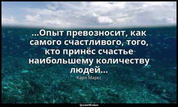 …Опыт превозносит, как самого счастливого, того, кто принёс счастье наибольшему  — Карл Маркс
