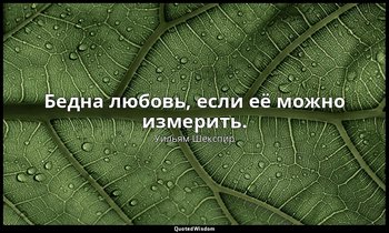 Бедна любовь, если её можно измерить. — Уильям Шекспир