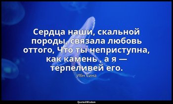 Сердца наши, скальной породы, связала любовь оттого, Что ты неприступна, как кам — Ибн Сина