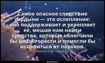 Самое опасное следствие гордыни — это ослепление: оно поддерживает и укрепляет е — Франсуа VI де Ларошфуко