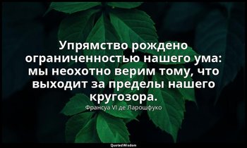 Упрямство рождено ограниченностью нашего ума: мы неохотно верим тому, что выходи — Франсуа VI де Ларошфуко