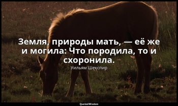 Земля, природы мать, — её же и могила: Что породила, то и схоронила. — Уильям Шекспир