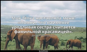 Моя тётка наставляла меня: «Помни, что наименее уродливая сестра считается фамил — Джордж Бернард Шоу