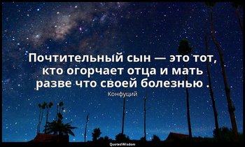 Почтительный сын — это тот, кто огорчает отца и мать разве что своей болезнью . — Конфуций