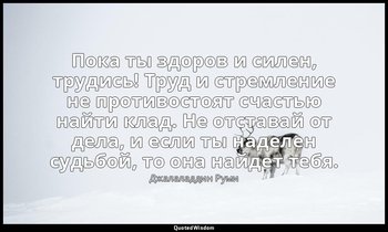 Пока ты здоров и силен, трудись! Труд и стремление не противостоят счастью найти — Джалаладдин Руми