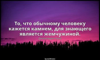 То, что обычному человеку кажется камнем, для знающего является жемчужиной. — Джалаладдин Руми