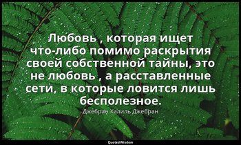 Любовь , которая ищет что-либо помимо раскрытия своей собственной тайны, это не  — Джебран Халиль Джебран