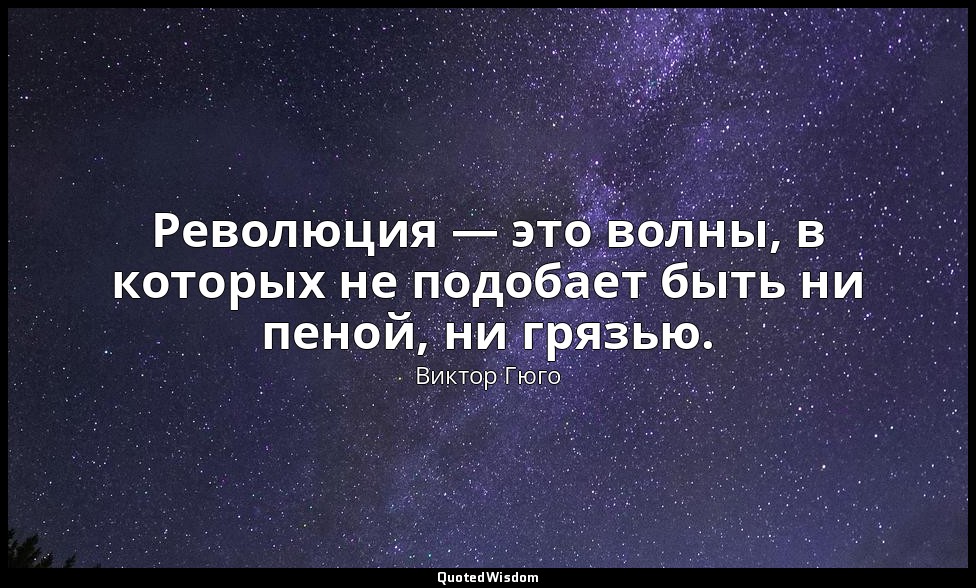 Революция — это волны, в которых не подобает быть ни пеной, ни грязью. — Виктор Гюго