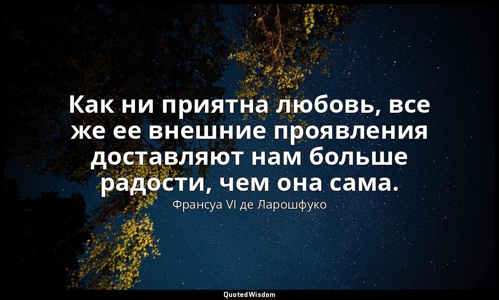 Как ни приятна любовь, все же ее внешние проявления доставляют нам больше радост — Франсуа VI де Ларошфуко