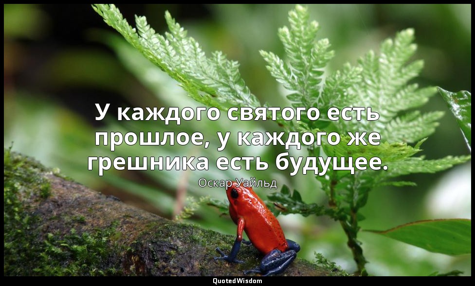У каждого святого есть прошлое, у каждого же грешника есть будущее. («Веер леди  — Оскар Уайльд