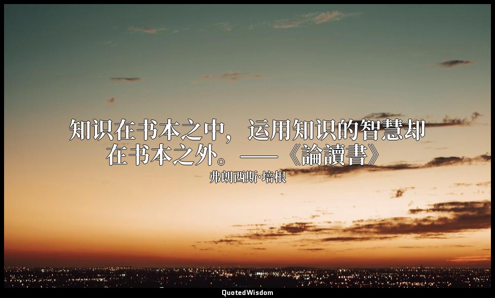知识在书本之中，运用知识的智慧却在书本之外。——《論讀書》 — 弗朗西斯·培根