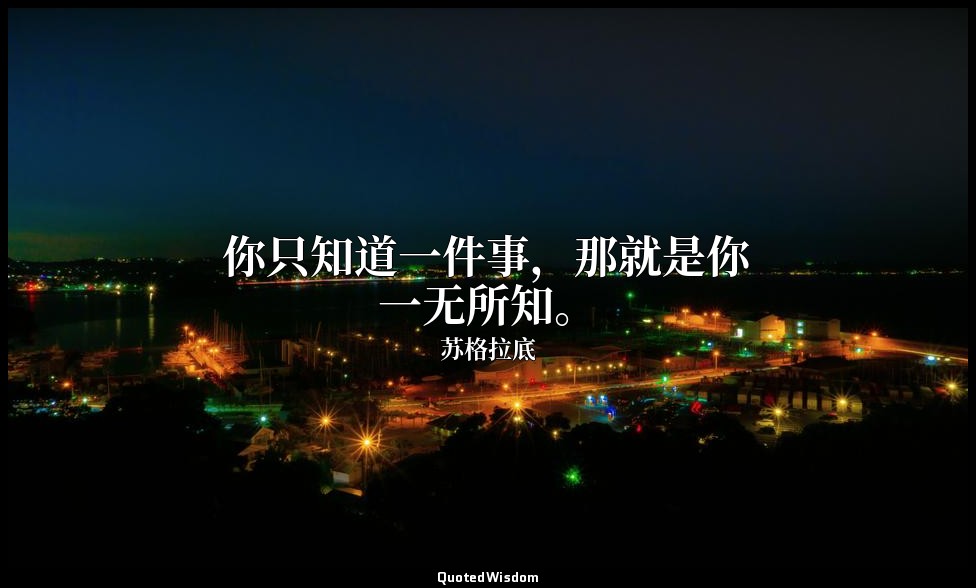 你只知道一件事，那就是你一无所知。 — 苏格拉底