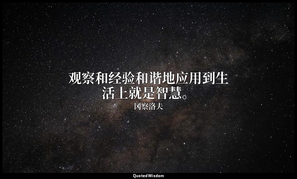 观察和经验和谐地应用到生活上就是智慧。 — 冈察洛夫
