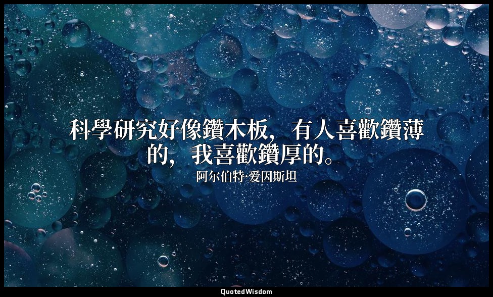 科學研究好像鑽木板，有人喜歡鑽薄的，我喜歡鑽厚的。 — 阿尔伯特·爱因斯坦