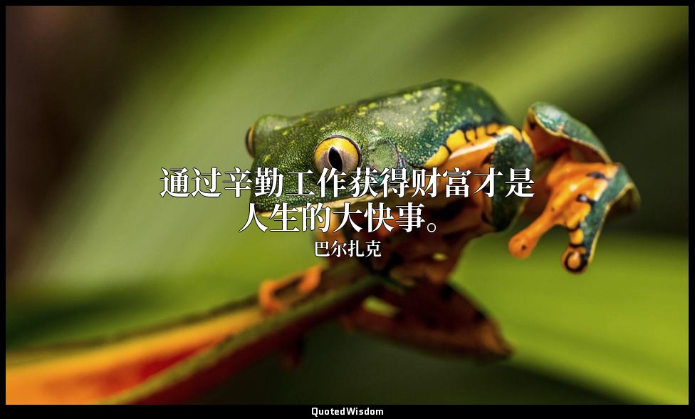 通过辛勤工作获得财富才是人生的大快事。 — 巴尔扎克