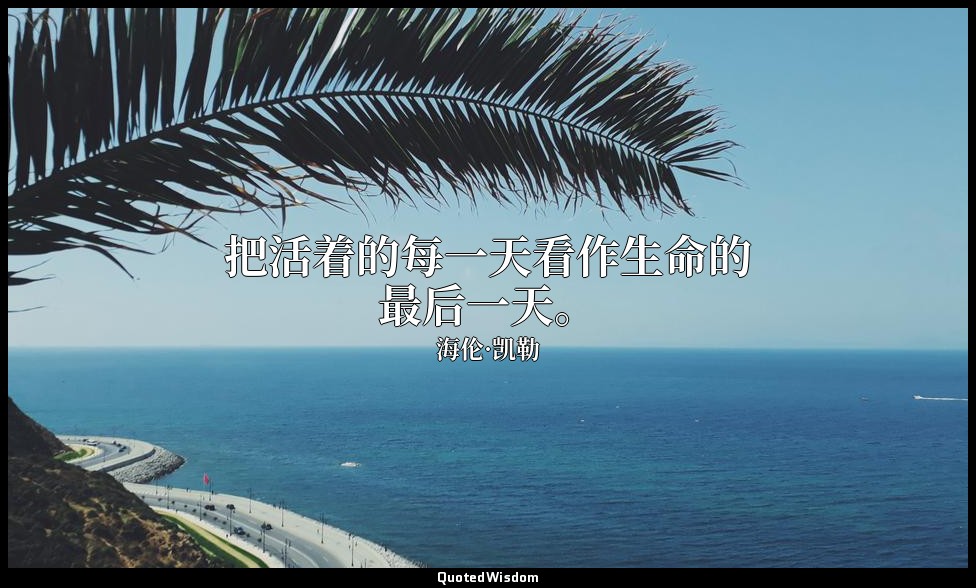 把活着的每一天看作生命的最后一天。 — 海伦·凯勒