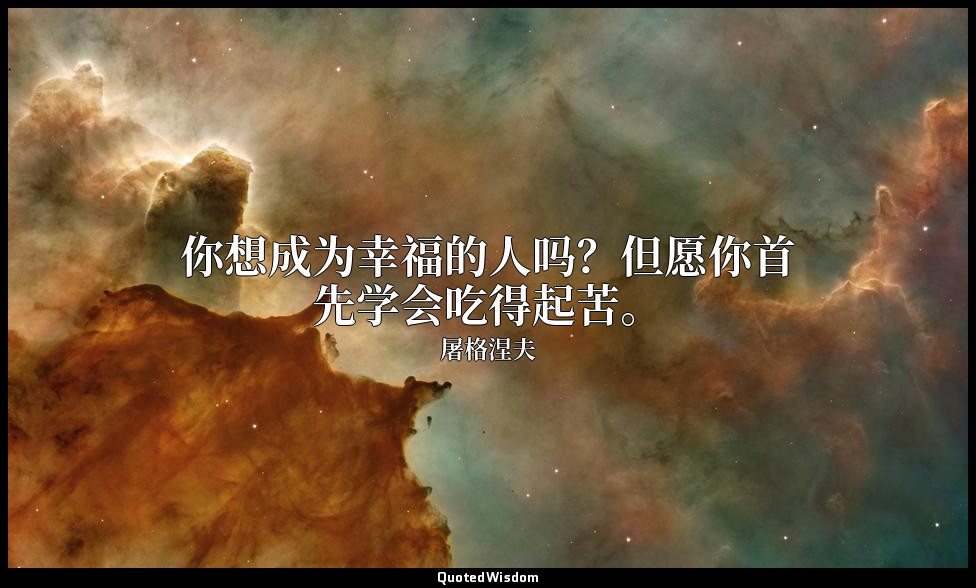你想成为幸福的人吗？但愿你首先学会吃得起苦。 — 屠格涅夫