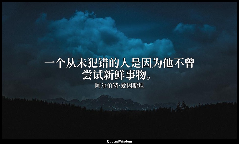 一个从未犯错的人是因为他不曾尝试新鲜事物。 — 阿尔伯特·爱因斯坦
