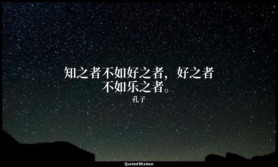 知之者不如好之者，好之者不如乐之者。 — 孔子