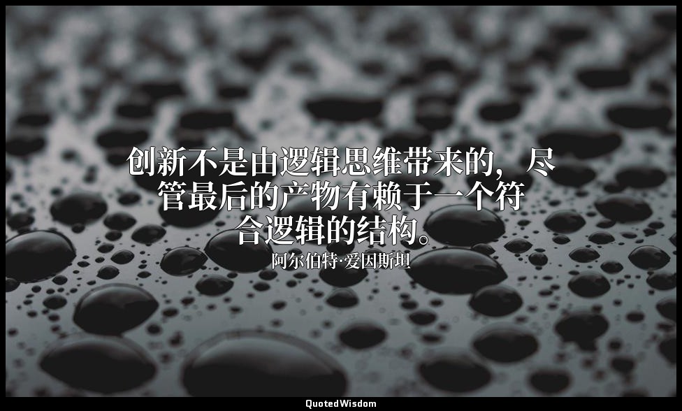 创新不是由逻辑思维带来的，尽管最后的产物有赖于一个符合逻辑的结构。 — 阿尔伯特·爱因斯坦
