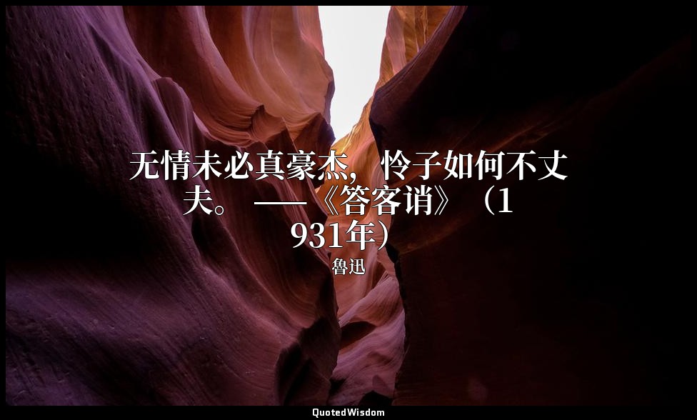 无情未必真豪杰，怜子如何不丈夫。 ——《答客诮》（1931年） — 魯迅