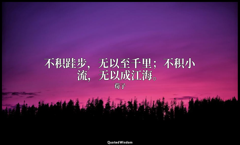 不积跬步，无以至千里；不积小流，无以成江海。 — 荀子
