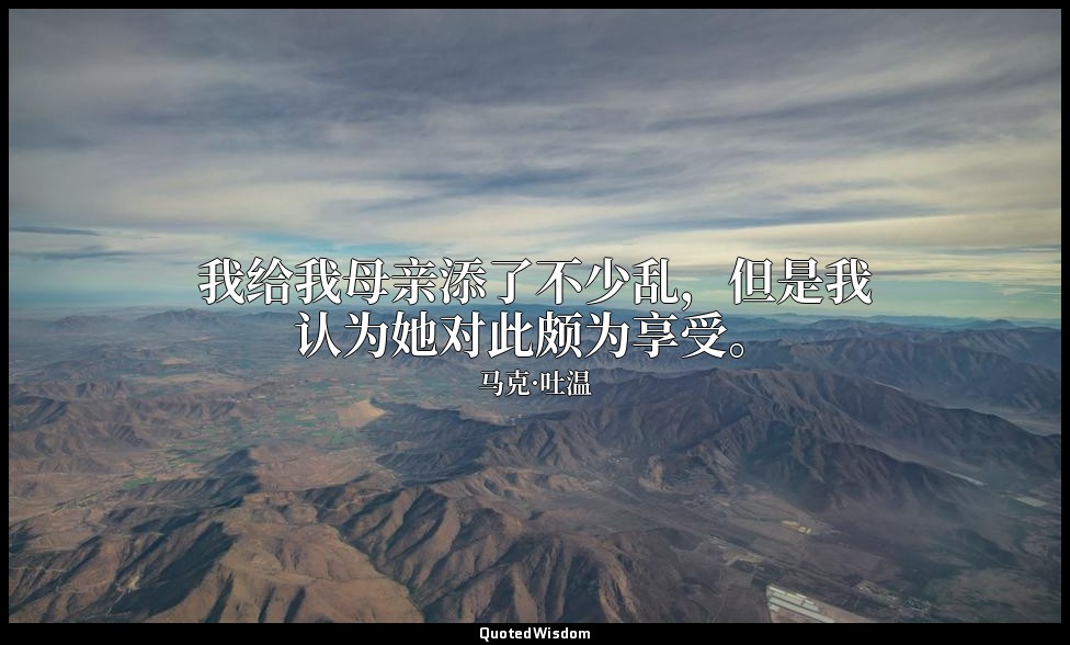 我给我母亲添了不少乱，但是我认为她对此颇为享受。 — 马克·吐温