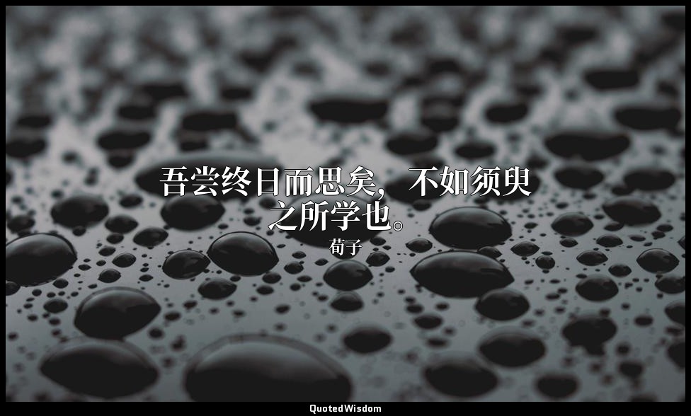 吾尝终日而思矣，不如须臾之所学也。 — 荀子