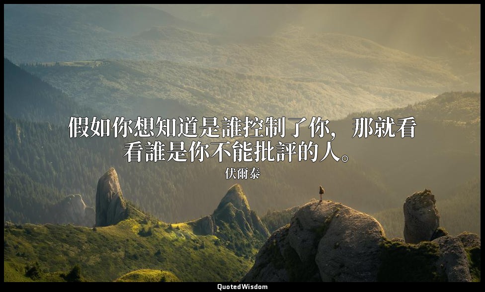 假如你想知道是誰控制了你，那就看看誰是你不能批評的人。 — 伏爾泰