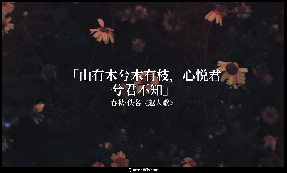 「山有木兮木有枝，心悦君兮君不知」 — 春秋·佚名《越人歌》