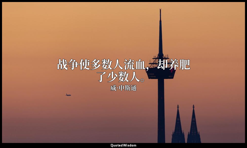 战争使多数人流血，却养肥了少数人。 — 威·申斯通