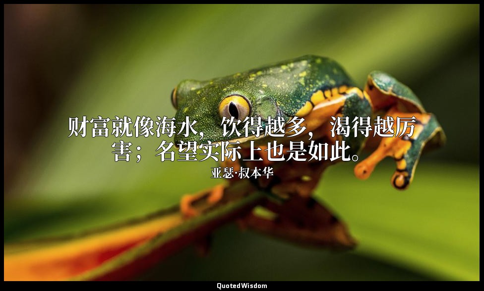 财富就像海水，饮得越多，渴得越厉害；名望实际上也是如此。 — 亚瑟·叔本华
