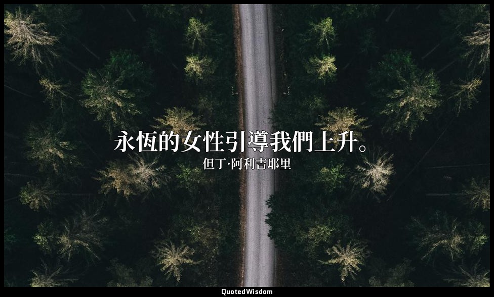 永恆的女性引導我們上升。 — 但丁·阿利吉耶里