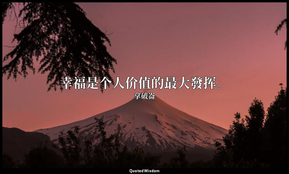 幸福是个人价值的最大發挥。 — 拿破崙