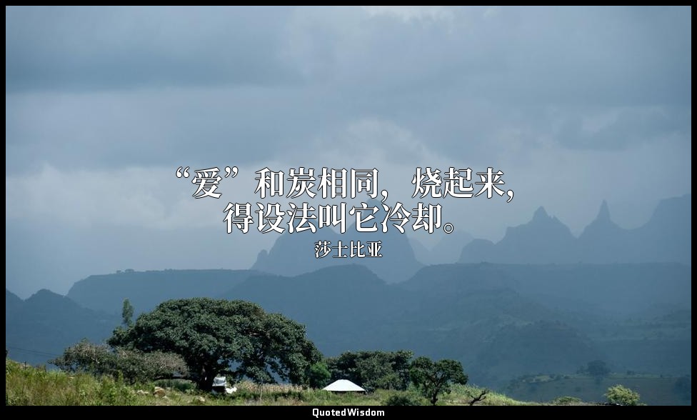 “爱”和炭相同，烧起来，得设法叫它冷却。 — 莎士比亚