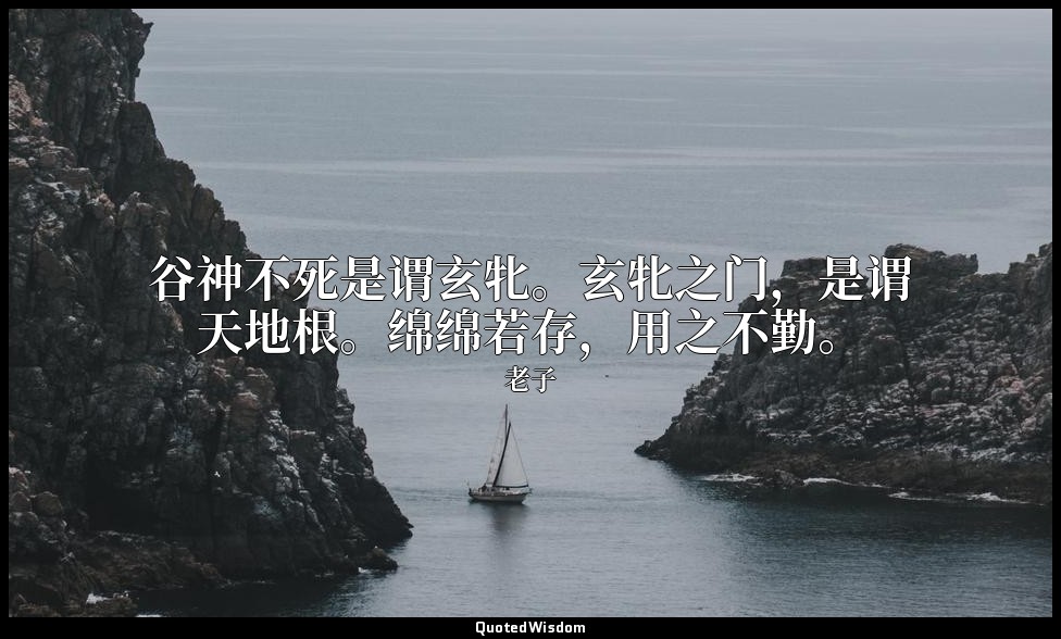 谷神不死是谓玄牝。玄牝之门，是谓天地根。绵绵若存，用之不勤。 — 老子