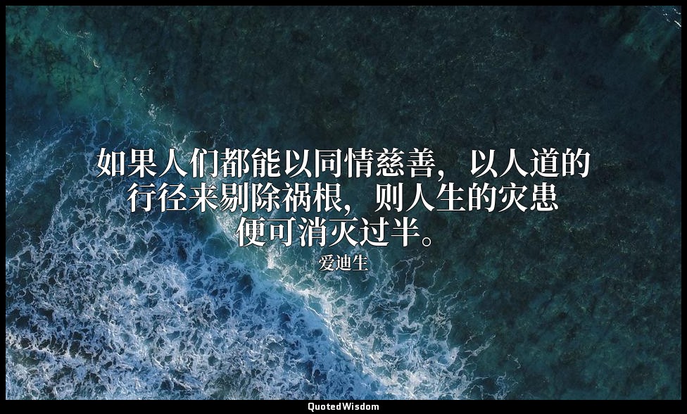 如果人们都能以同情慈善，以人道的行径来剔除祸根，则人生的灾患便可消灭过半。 — 爱迪生